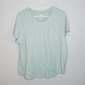 Old Navy XL T Shirt Mint Green White Polka Dot Print